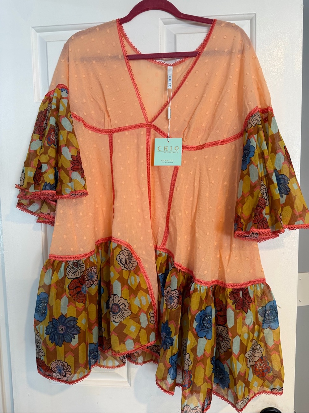 CHIO Peach Floral Panel Swim Coverup